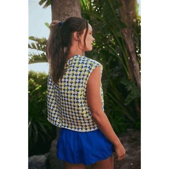 Free People Movement Inspire Geometric Green Blue Printed Tank XS NWOT - Picture 8 of 10